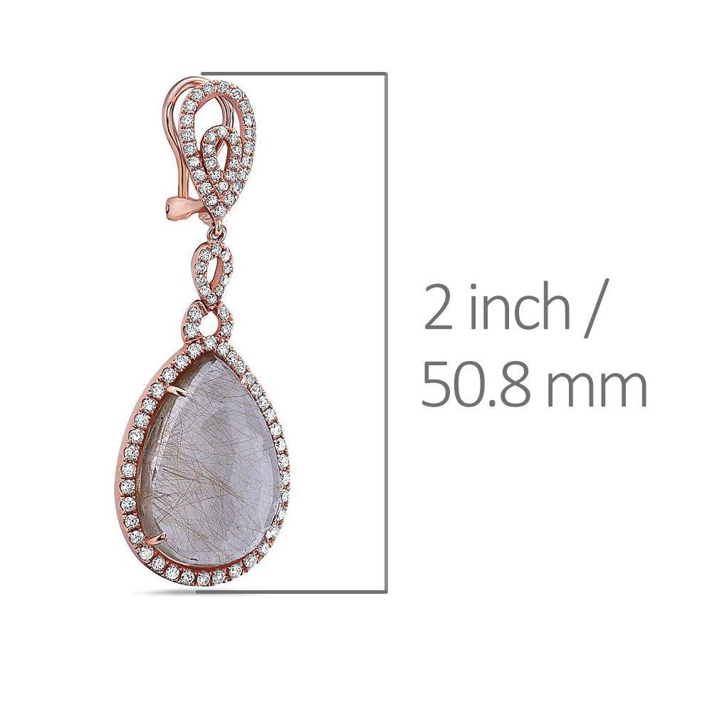 18K Rose Gold White Diamond Drop Earrings 2.08 CTW