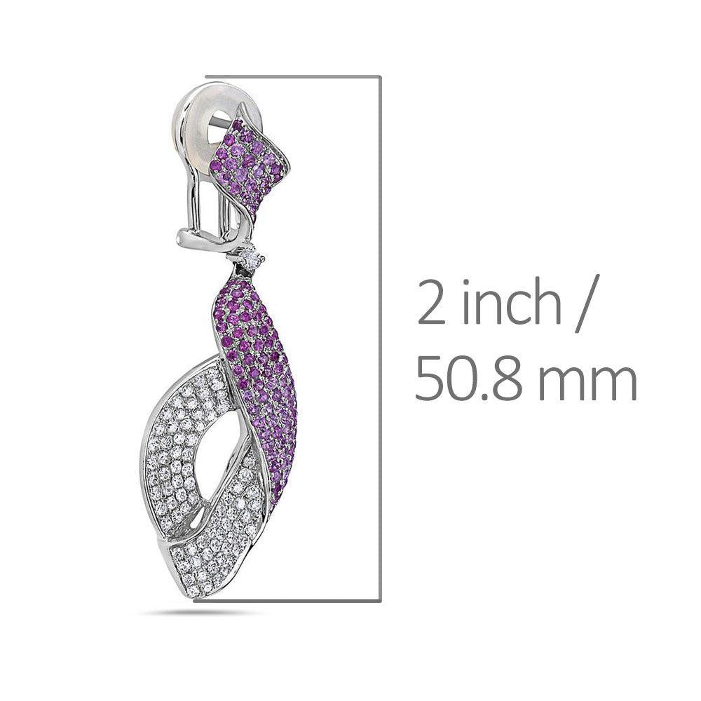 18K White Gold Ladies Earrings Witt Round Shaped  Diamonds