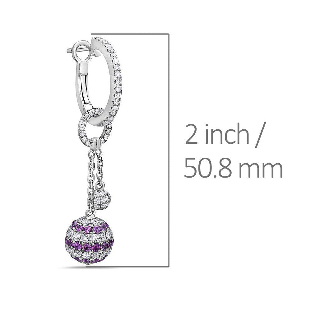 18K White Gold Ladies Earrings With Round Shaped Diamonds