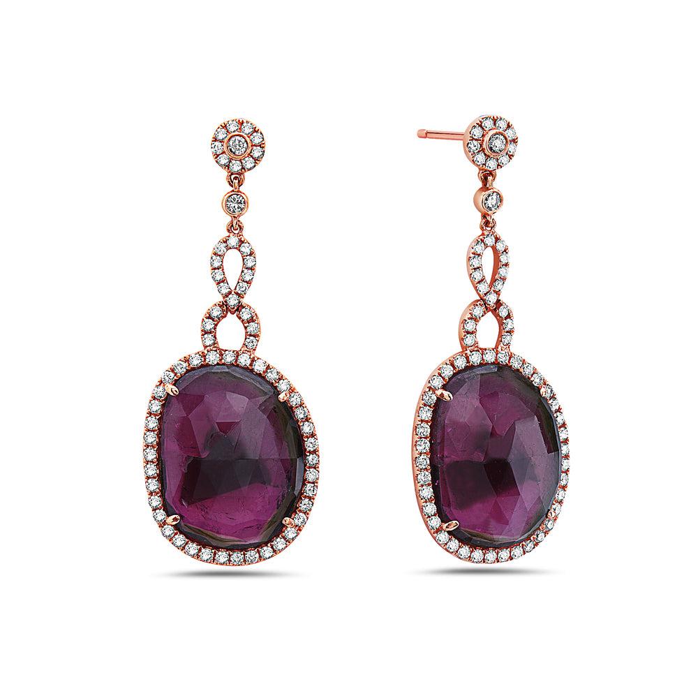 14K White Gold Ladies Earrings With Diamonds