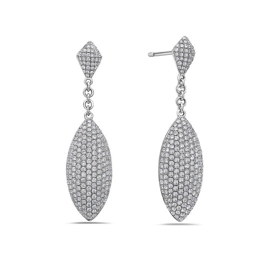 18K White Gold Ladies Earrings With White: 4.35 CTW Diamonds