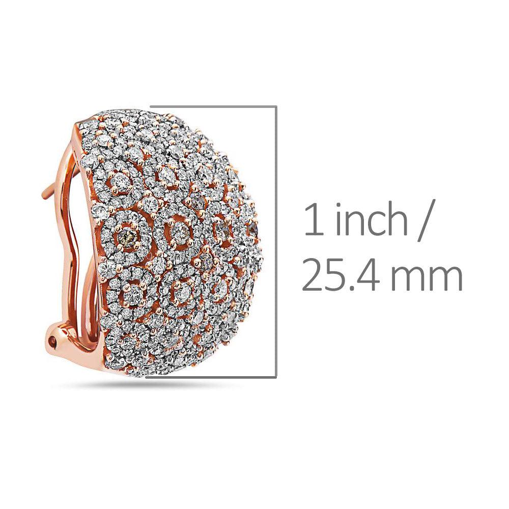 18K Rose Gold Ladies Earrings With White and Yellow Diamonds