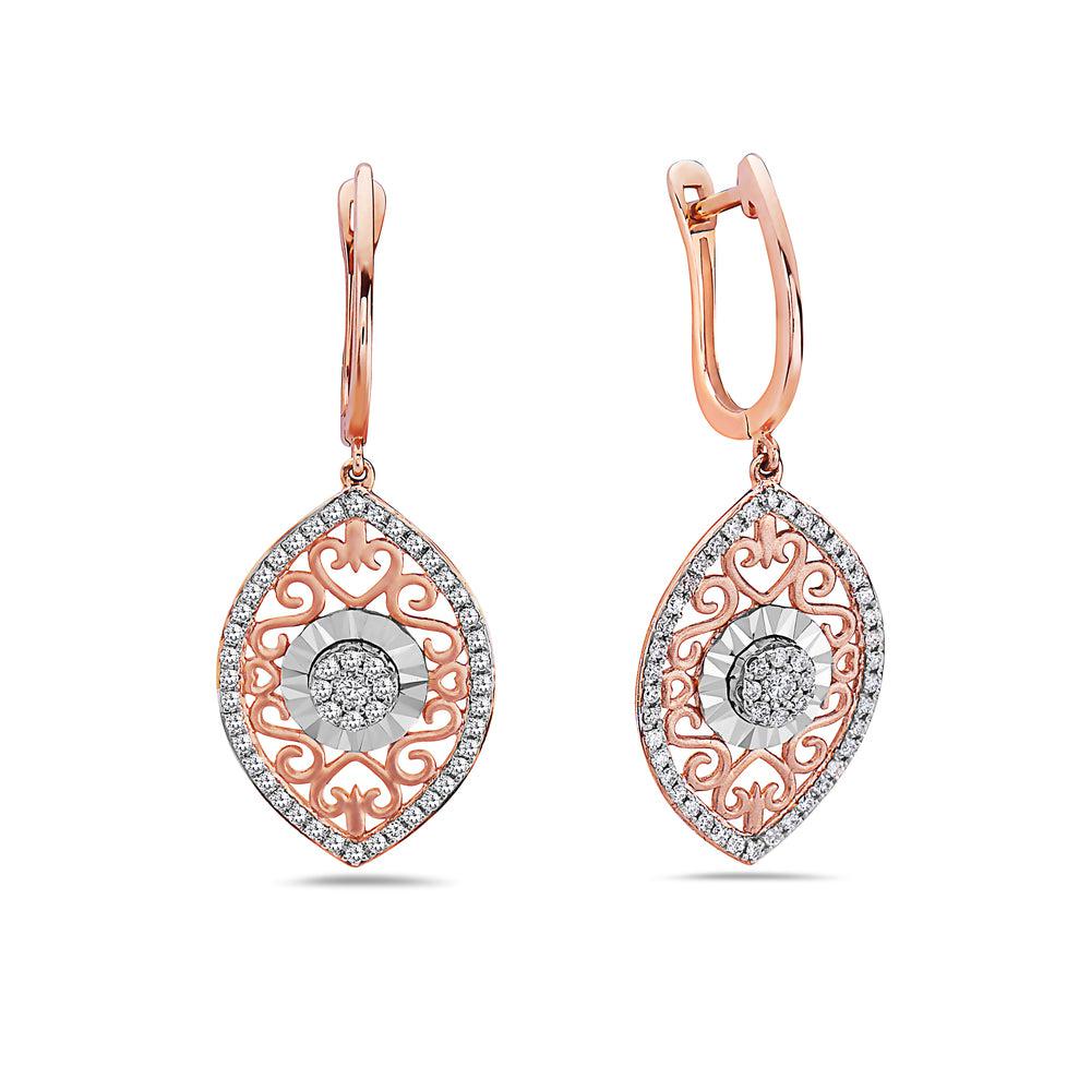 18K Rose Gold Ladies Earrings With 0.49 CT Diamonds