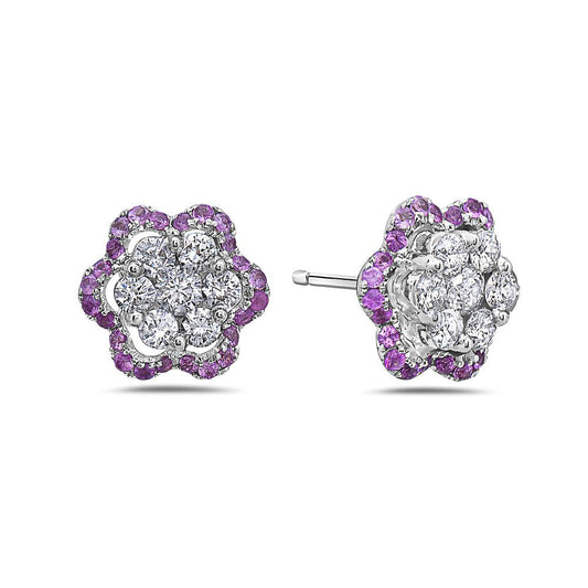 18K White Gold Ladies Earrings With 1.25 CT Diamonds
