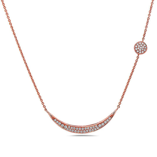 18K Rose Gold Women's Necklace With 0.28 CT Diamonds