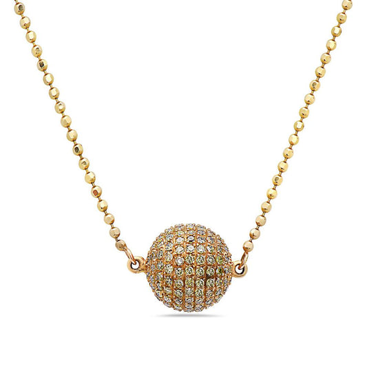 18K Yellow Gold Fireball Women's Necklace With 0.18 CT Diamonds