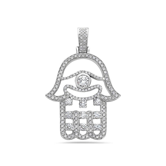 Men's 14K White Gold Hamsa Pendant with 2.02 CT Diamonds