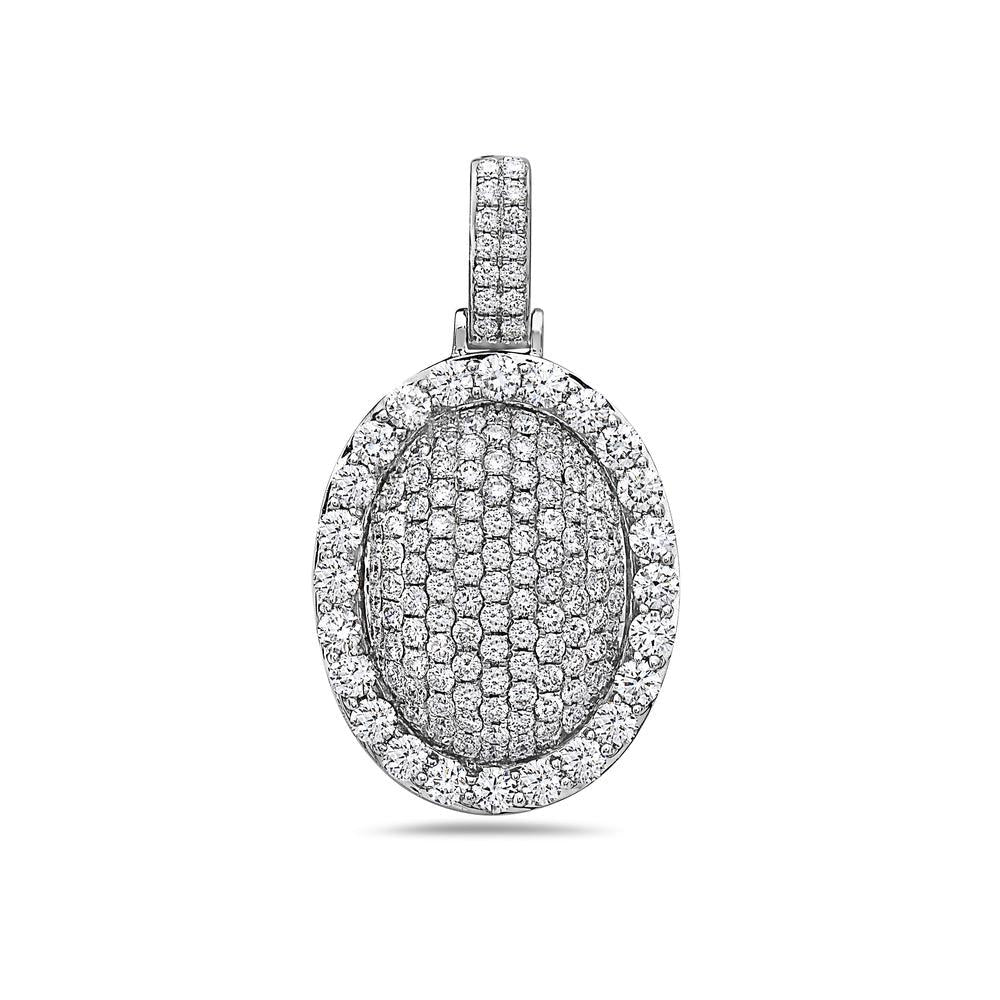 14K Gold Diamond Oval Pendant 3.30 CT