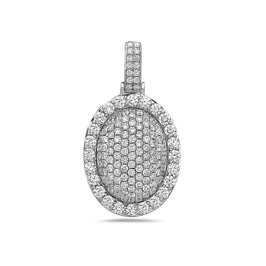 14K Gold Diamond Oval Pendant 3.30 CT