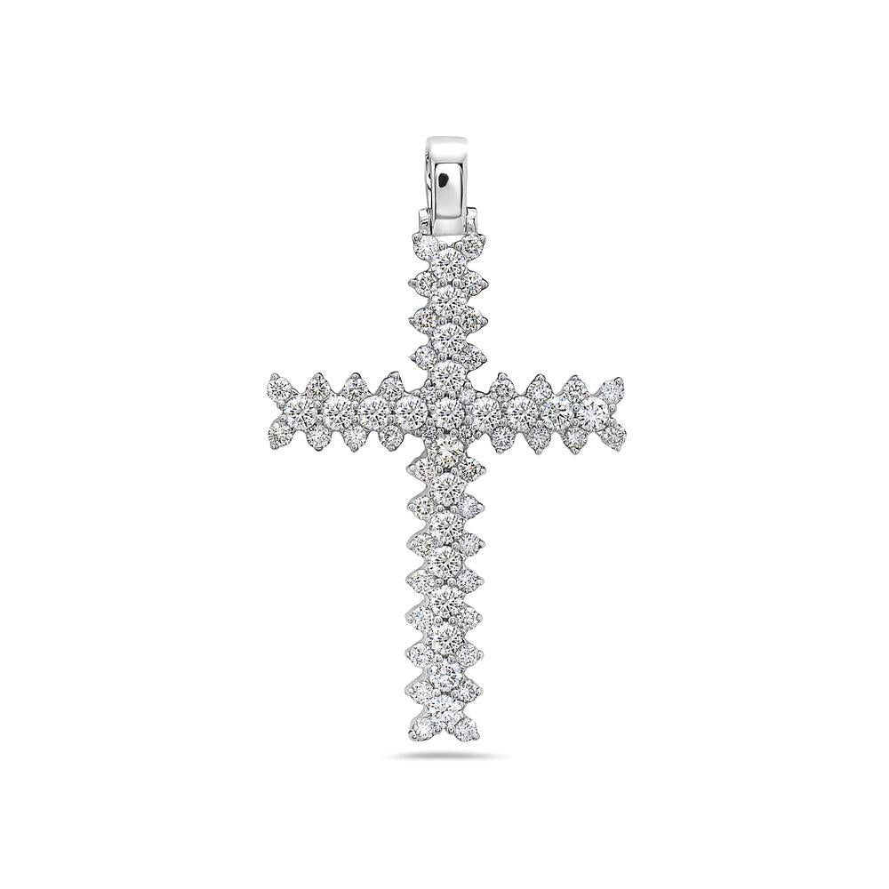 Unisex 14K White Gold Cross Pendant with 2.30 CT Diamonds