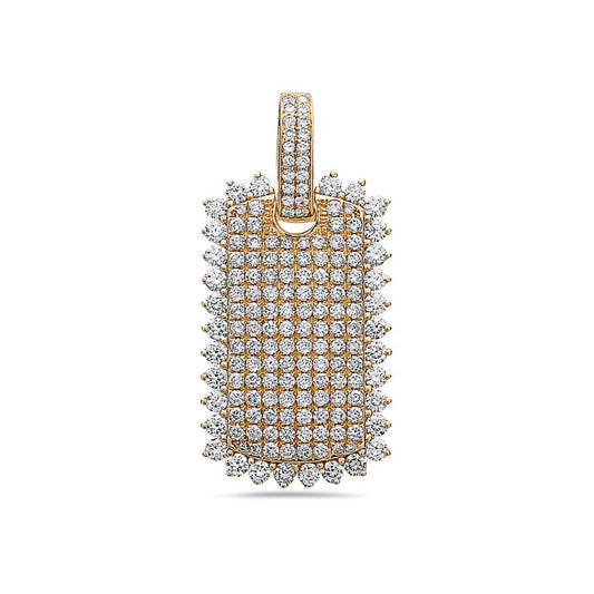 Men's 14K Yellow Gold Dog Tag Pendant with 2.30 CT Diamonds
