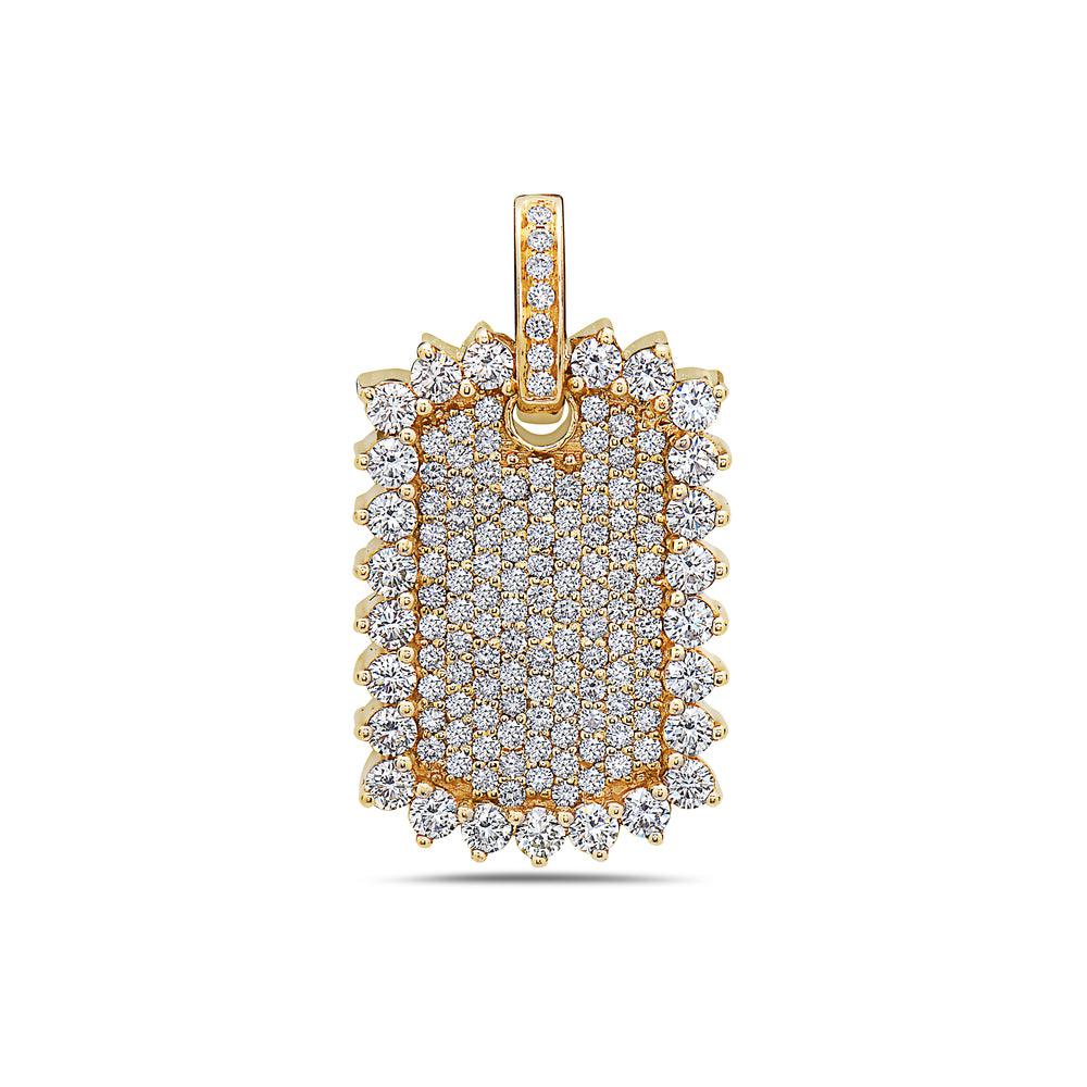 Rectangular Sunflower Pendant With 3.15 CT Diamonds available in Rose, Yellow and White Gold