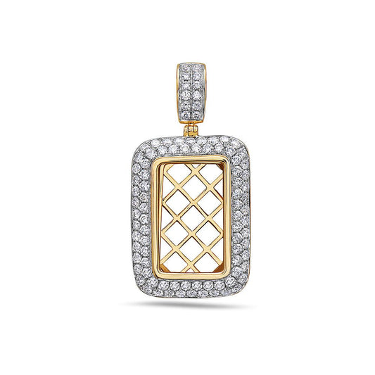 14K Yellow Gold Window Frame Tag Pendant With 1.75 CT Diamonds