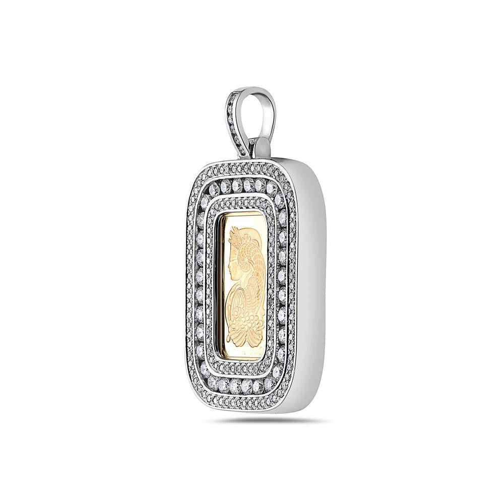 Men's 14K White Gold Fortuna Pendant with 3.20 CT Diamonds