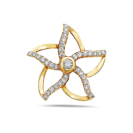 18K Yellow Gold Flower Pendant With 0.28 CT Diamonds