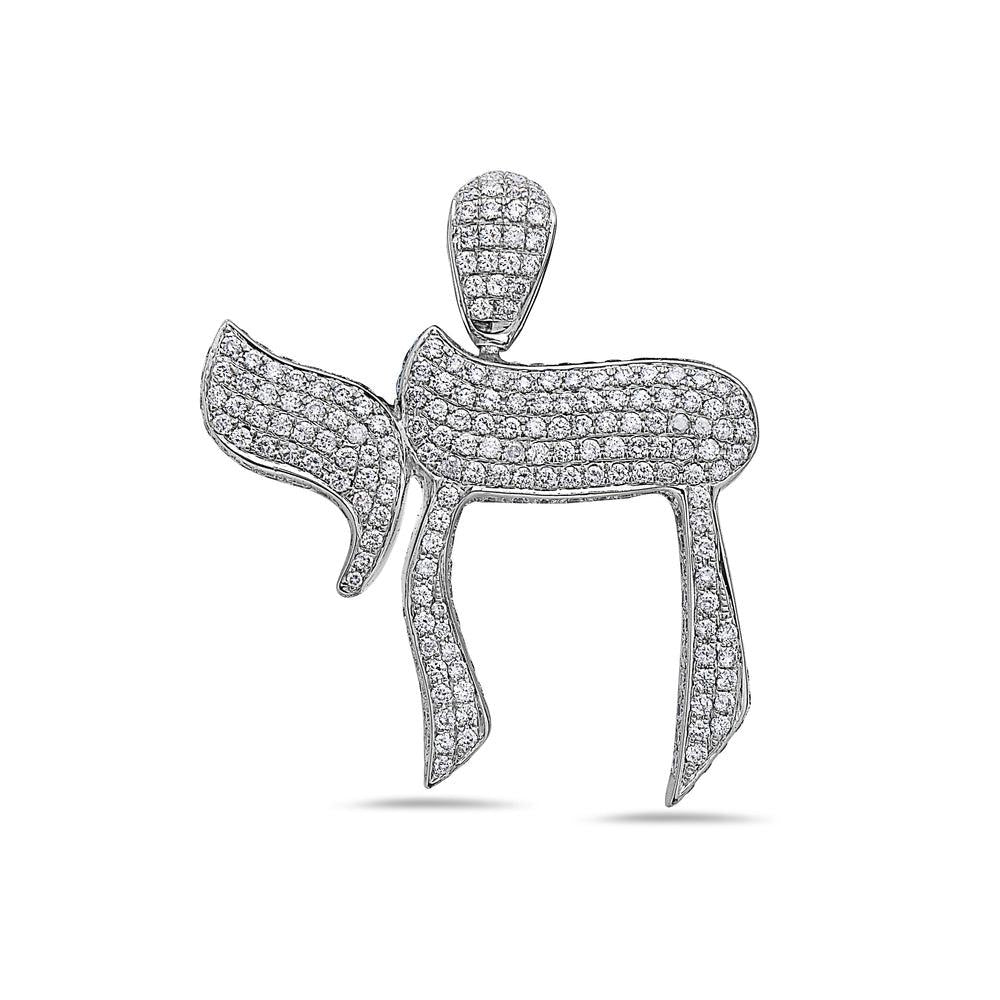 14K White Gold Hai Pendant With 5.94 CT Diamonds