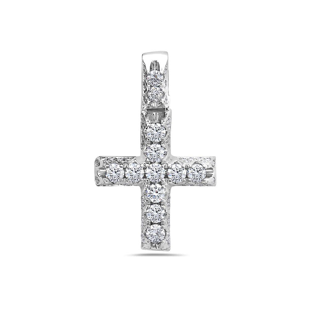 Unisex  14K White Gold Cross Pendant with 1.40 CT Diamonds