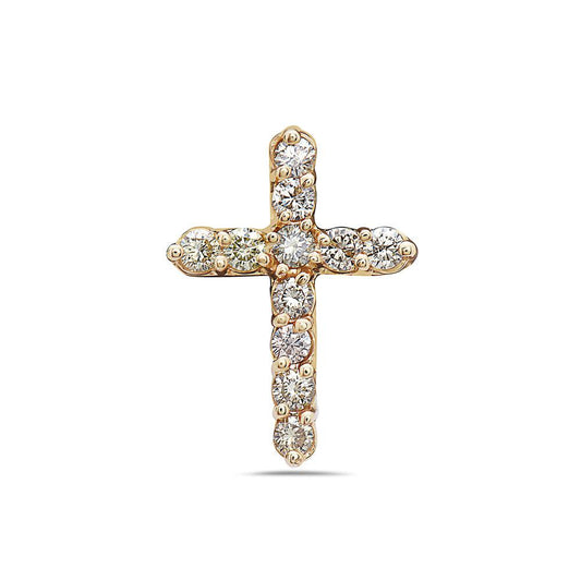 Unisex 14K Yellow Gold Cross Pendant with 1.20 CT Diamonds