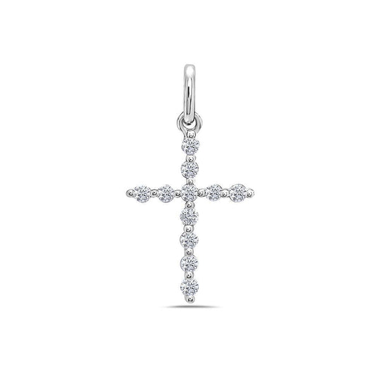 Unisex 18K White Gold Cross Pendant with 0.25 CT Diamonds