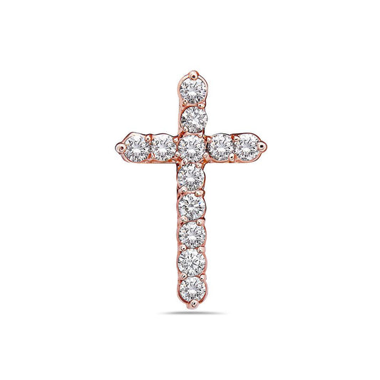 Unisex 14K Rose Gold Cross Pendant with 2.50 CT Diamonds