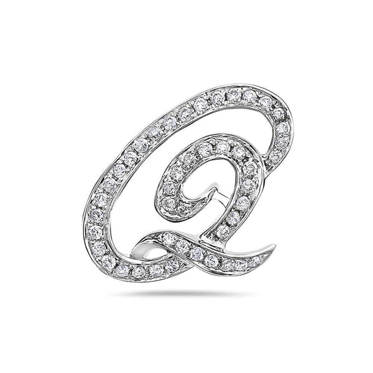 14K White Gold Letter Q Women's Pendant with 0.36CT Diamonds
