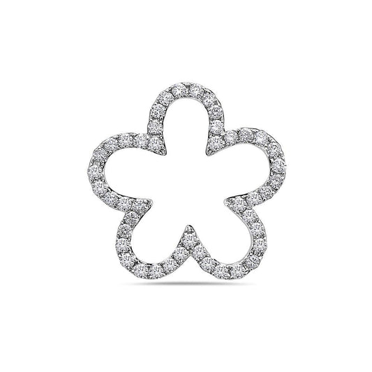 18K White Gold Floating Flower Women's Pendant with 0.64CT Diamonds
