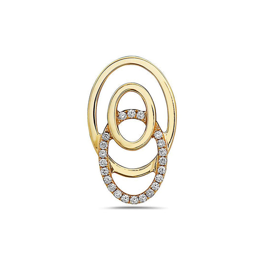 18K Yellow Gold Floating Ovals Women's Pendant with 0.22CT Diamonds