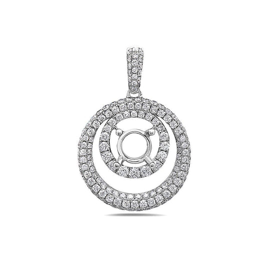 18K White Gold Floating Circles Women's Pendant with 1.51CT Diamonds