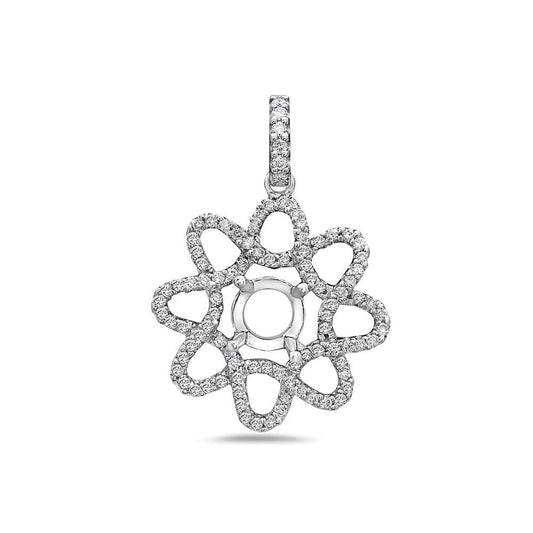 18K White Gold Flower Women's Pendant with 0.72CT Diamonds