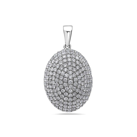 18K White Gold Oval Women's Pendant with 2.15CT Diamonds