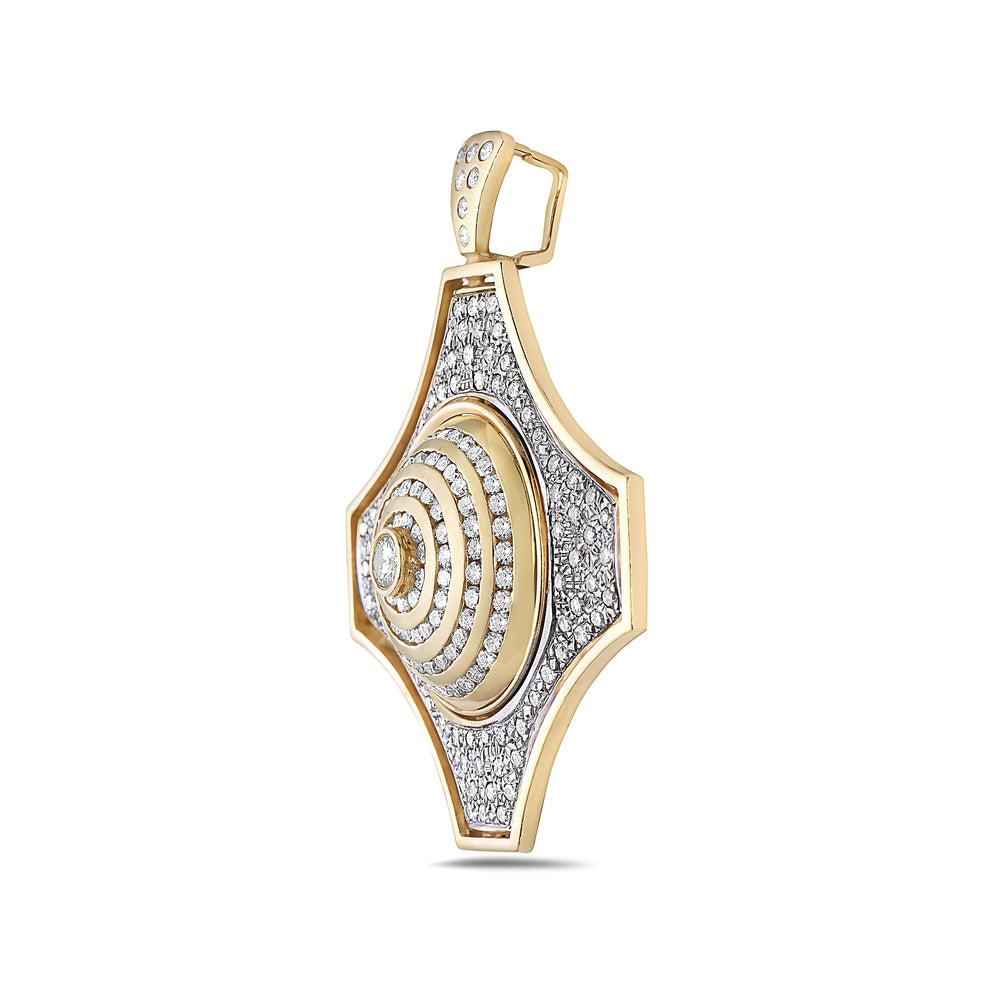 Men's 14K Yellow Gold Native Pendant with 5.00 CT Diamonds