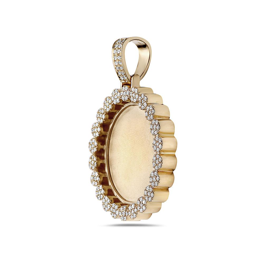 14K YELLOW GOLD ROUND DIAMOND PICTURE PENDANT 1.76 CT
