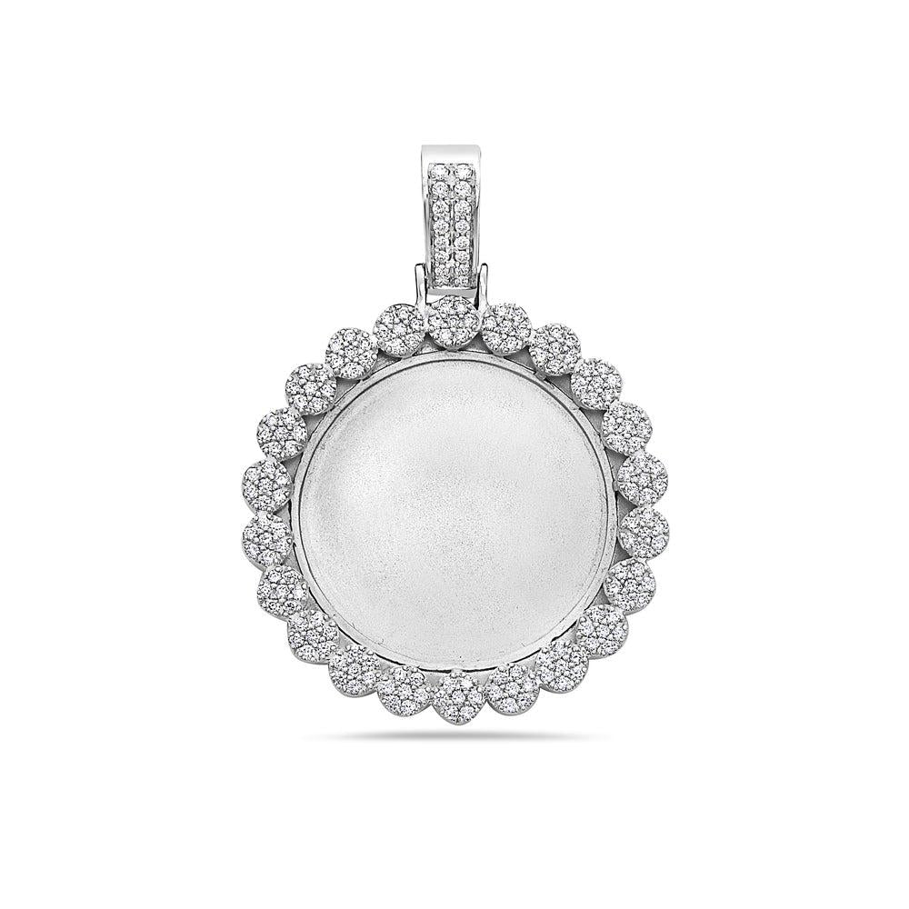 14K WHITE GOLD ROUND DIAMOND PICTURE PENDANT 1.70 CT