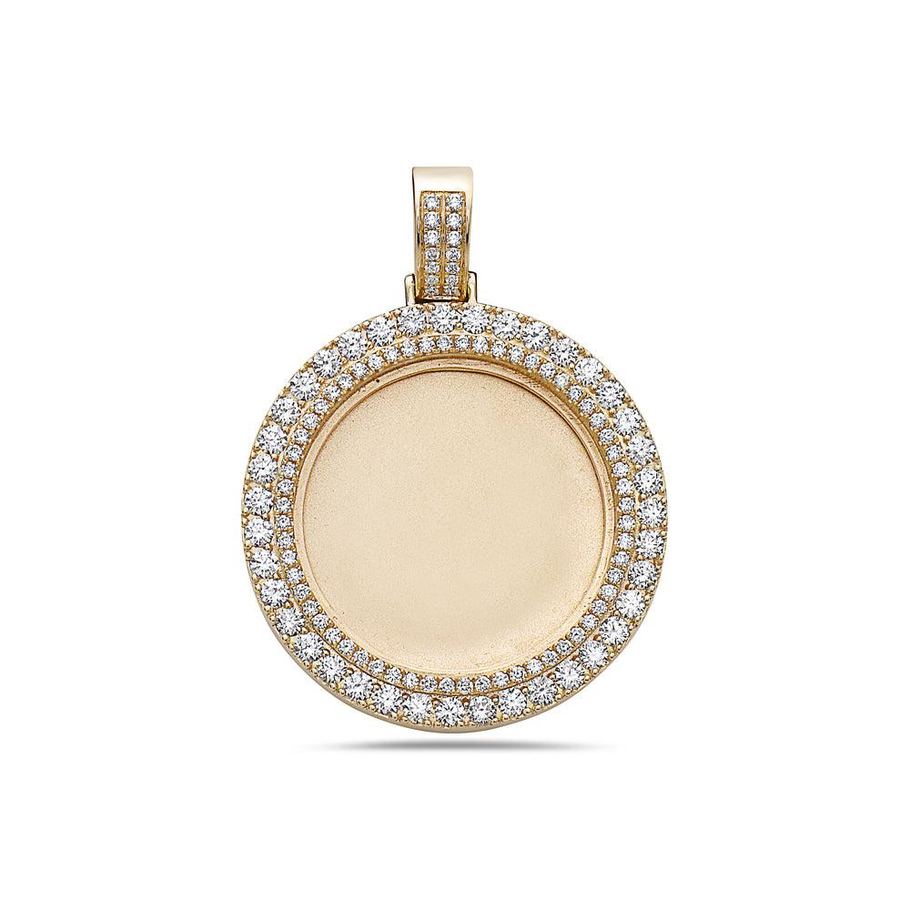 14K YELLOW GOLD ROUND DIAMOND PICTURE PENDANT 3.70 CT