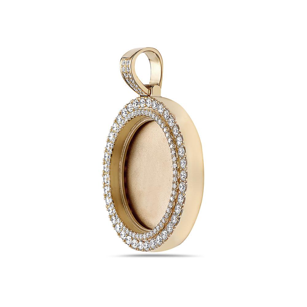14K YELLOW GOLD ROUND DIAMOND PICTURE PENDANT 3.70 CT