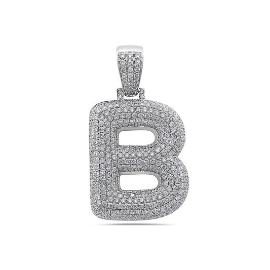 Men's 14K White Gold 'B' Pendant with 7.78 CT Diamonds