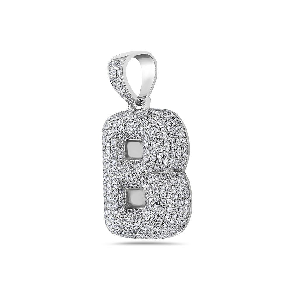 Men's 14K White Gold 'B' Pendant with 7.78 CT Diamonds