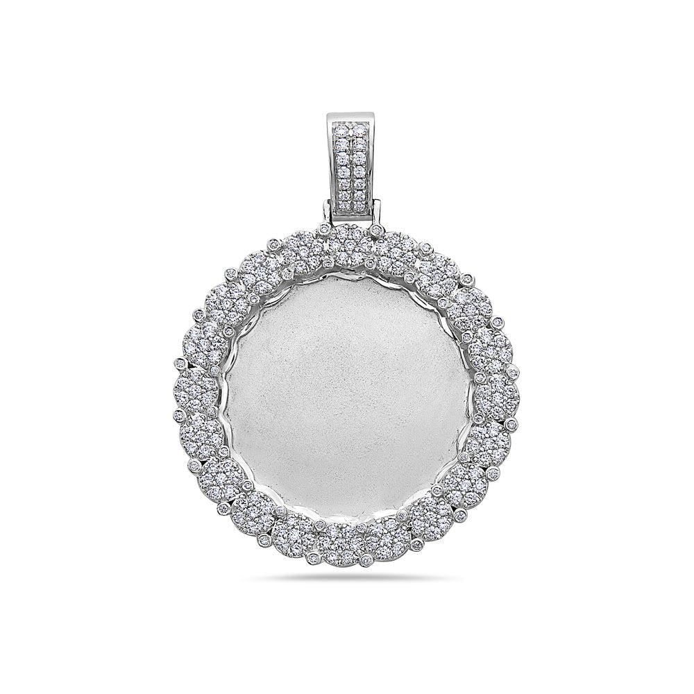 14K WHITE GOLD ROUND DIAMOND PICTURE PENDANT 2.23 CT
