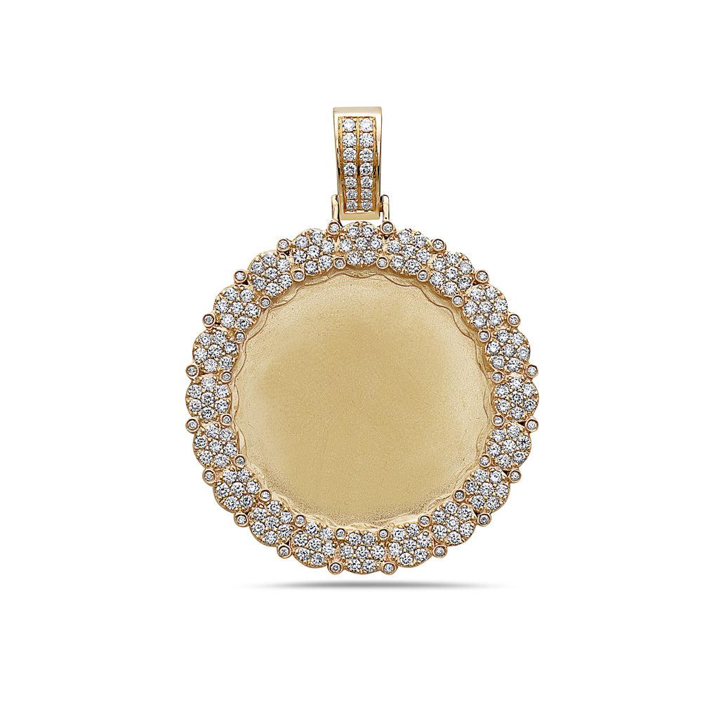 14K YELLOW GOLD ROUND DIAMOND PICTURE PENDANT 2.23 CT