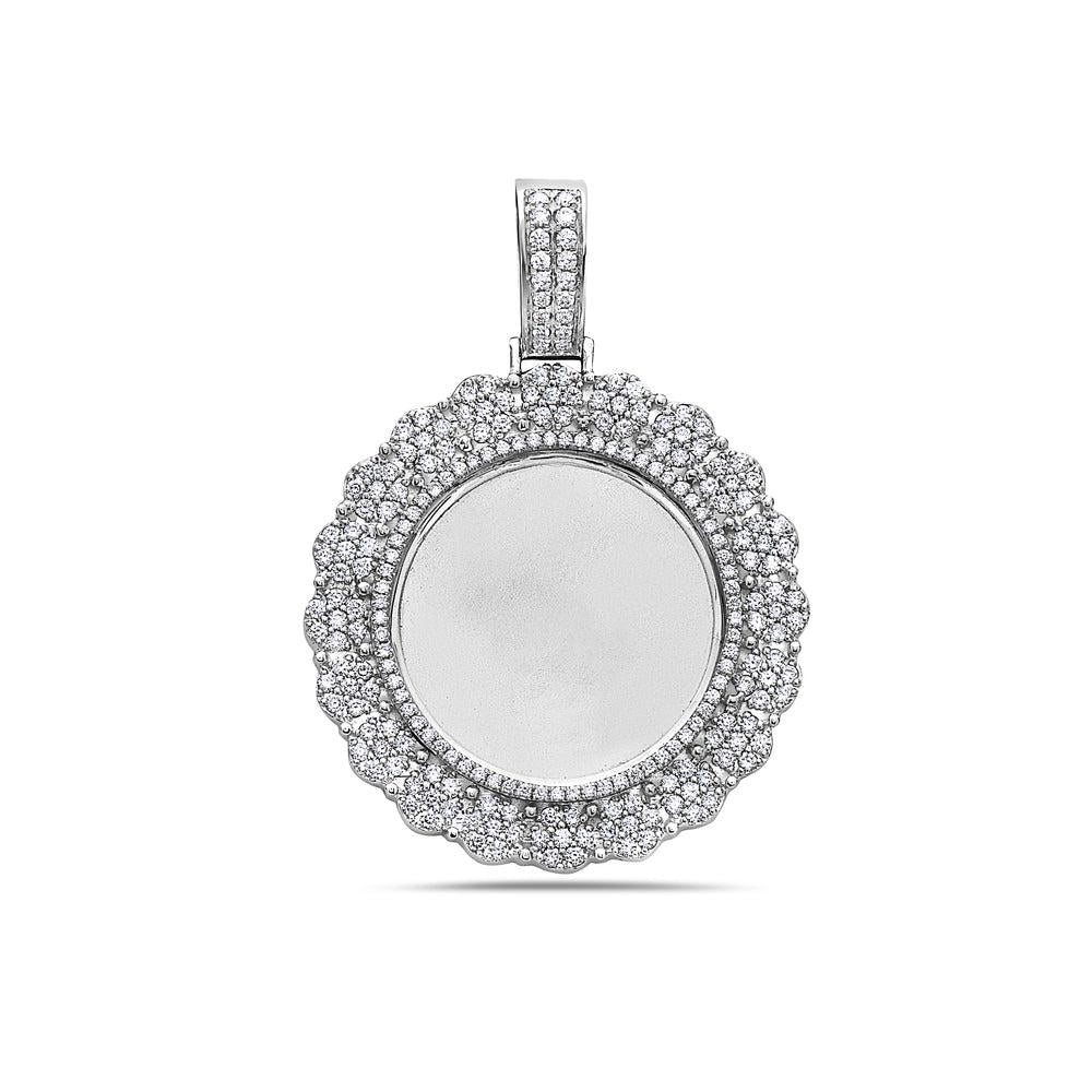 14K WHITE GOLD ROUND DIAMOND PICTURE PENDANT 2.45 CT