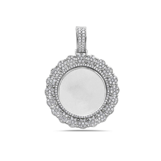 14K WHITE GOLD ROUND DIAMOND PICTURE PENDANT 2.45 CT