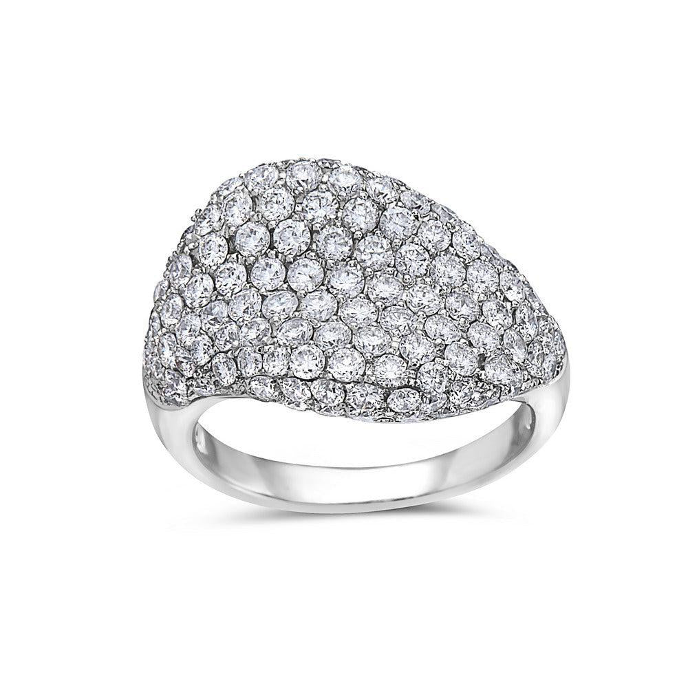 Ladies 14k White Gold Diamond 3.25 CT Right Hand Ring