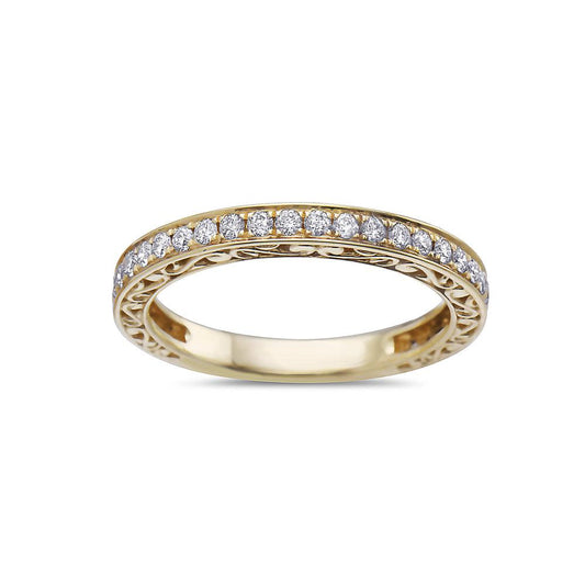 Ladies 18K Yellow Gold Wedding Band with 0.42 CT Diamonds