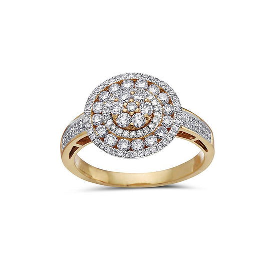 Ladies 18k Yellow Gold Diamond 1 CT Right Hand Ring
