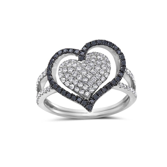 Ladies 14k White Gold Diamond 0.87 CT Right Hand Ring