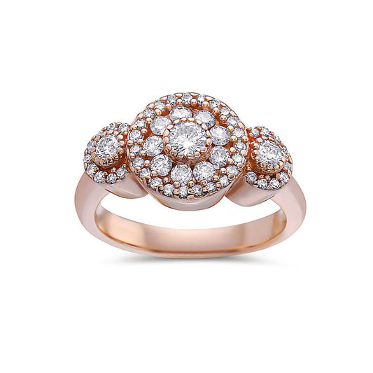 Ladies 14k Rose Gold Diamond 1 CT Right Hand Ring