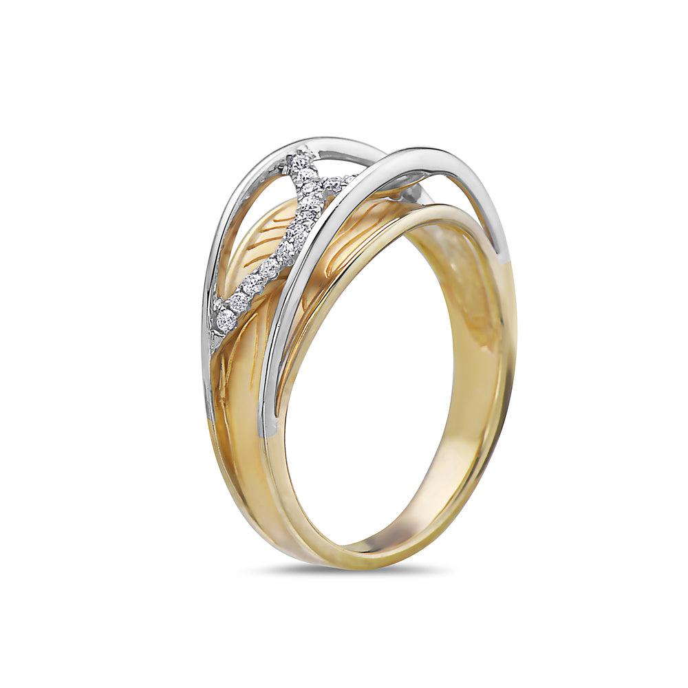 Ladies 18k Yellow Gold Diamond 0.15 CT Right Hand Ring