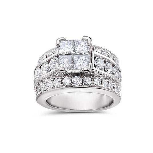 Ladies 14k White Gold Diamond 3.34 CT Right Hand Ring