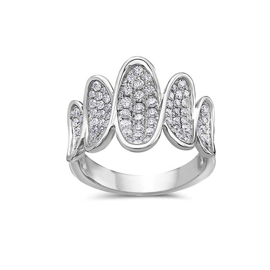 Ladies 18k White Gold Diamond 1 CT Right Hand Ring