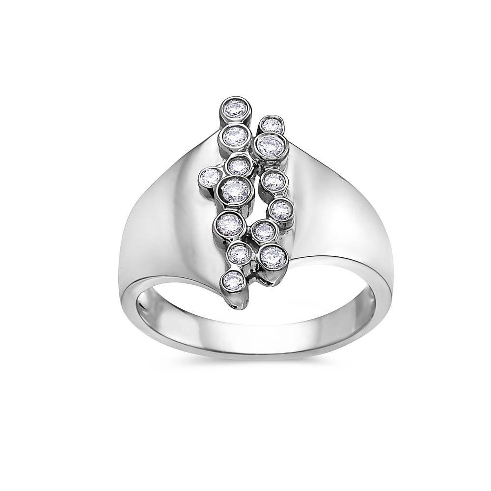Ladies 18k White Gold Diamond 0.24 CT Right Hand Ring